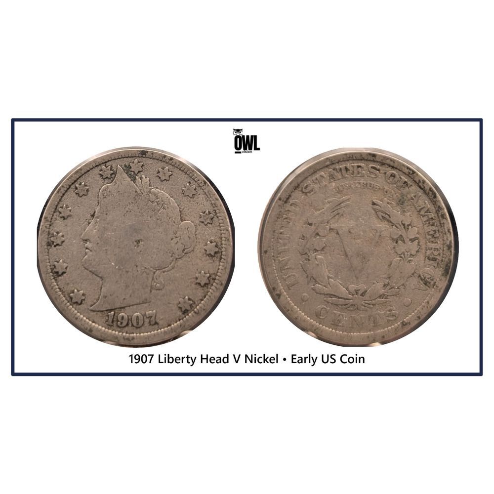 1907 Liberty Head V Nickel • Early U.S. 5¢ Coin • In 2×2 Holder • UMM Finds
